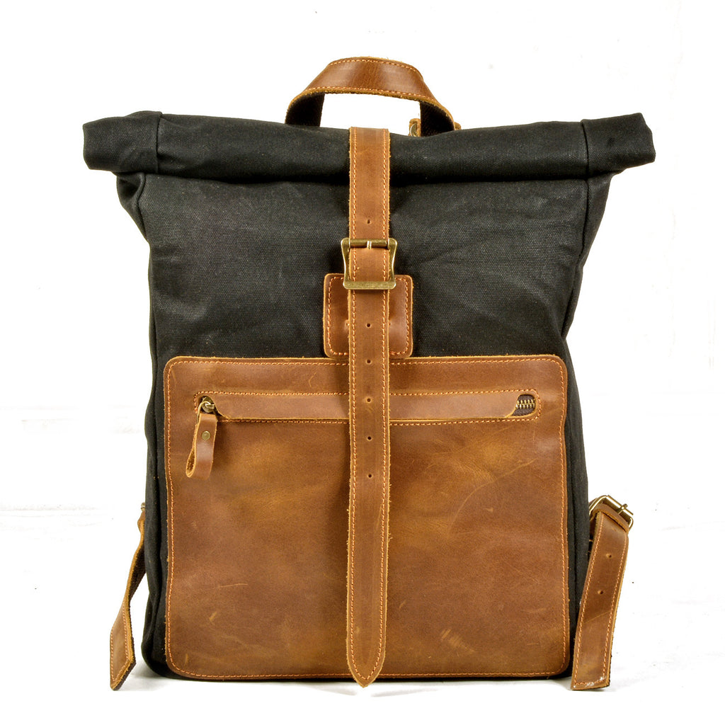 Retro-Canvas-Rucksack für Männer – schwarz – Bild 16 | LuxeStyle