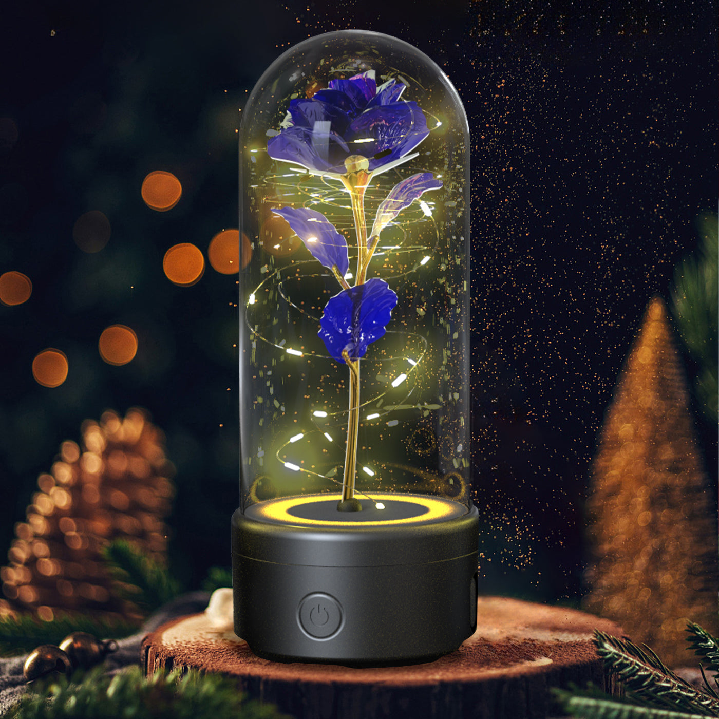 LED Rose mit Bluetooth-Speaker im Glas