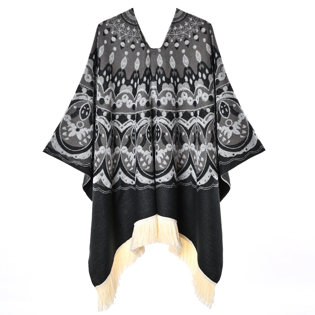 Boho-Schal mit Quasten und Jacquardmuster – Bild 5 | LuxeStyle