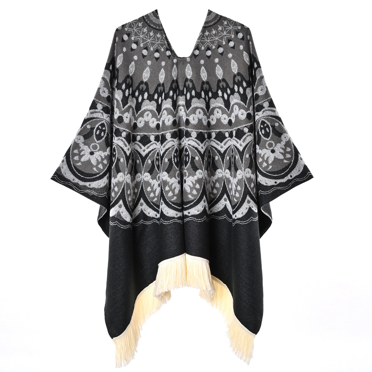 Boho-Schal mit Quasten und Jacquardmuster – Bild 5 | LuxeStyle