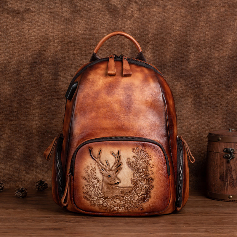 Rucksack Retro-Hirschkopf aus Rindsleder – Bild 2 | LuxeStyle