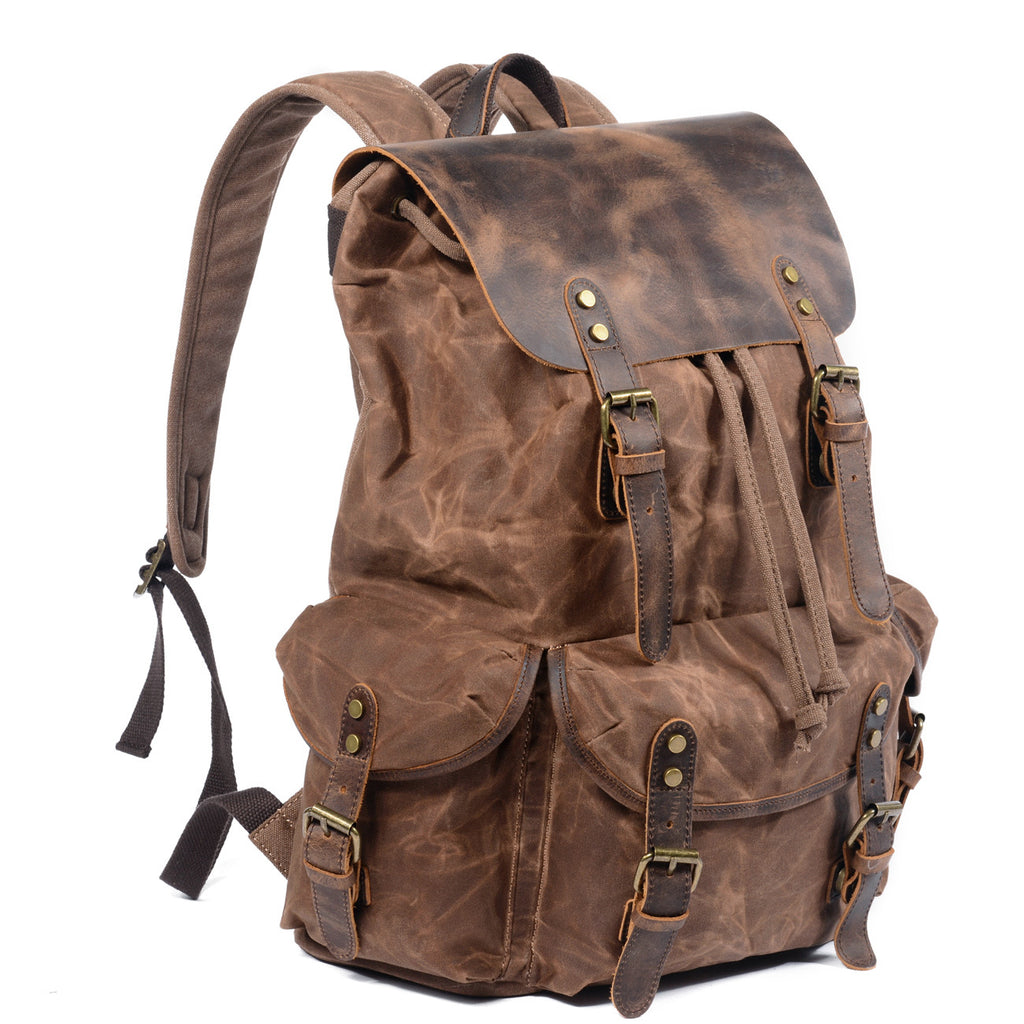 Retro-Studentenrucksack aus Canvas mit Schnürung – Bild 4 | LuxeStyle