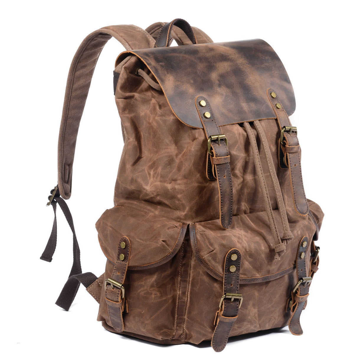 Retro-Studentenrucksack aus Canvas mit Schnürung – Bild 4 | LuxeStyle
