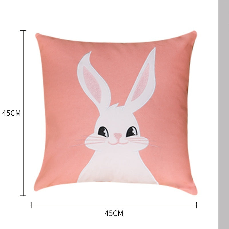 Tierisches Stickkissen aus Baumwoll-Canvas