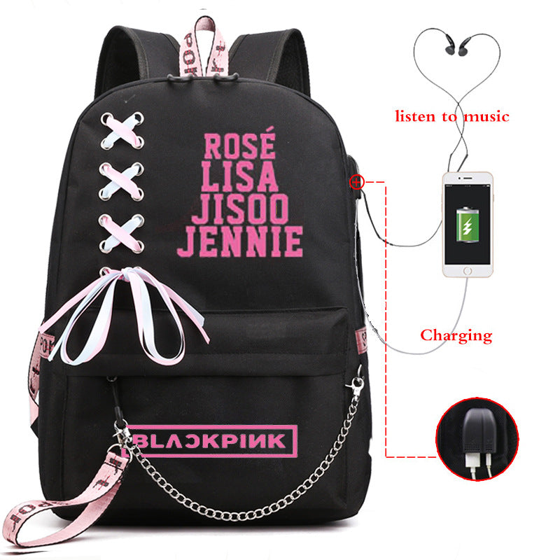 Koreanischer Canvas Rucksack mit USB-Ladeanschluss – Bild 7 | LuxeStyle