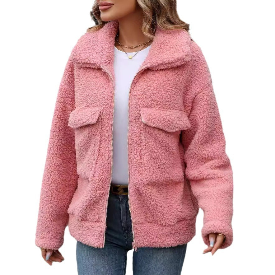 Fleece Jacke mit grossen Taschen, lockerer Schnitt – Bild 2 | LuxeStyle