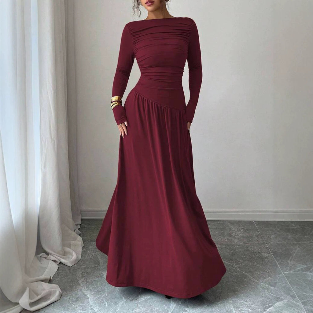 Langes Maxikleid mit hoher Taille und Off-Shoulder | LuxeStyle