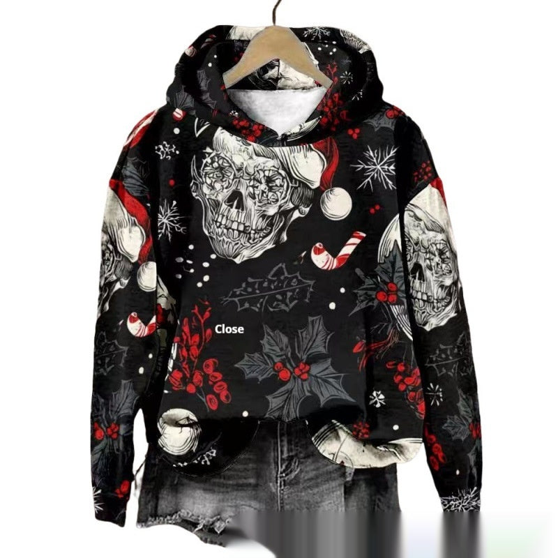 Halloween Kapuzenpullover mit Totenkopf-Print