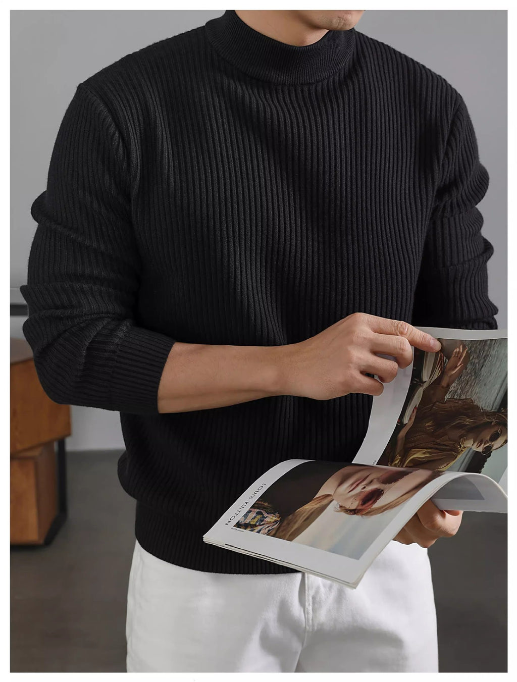 Herren Rollkragenpullover mit Streifen