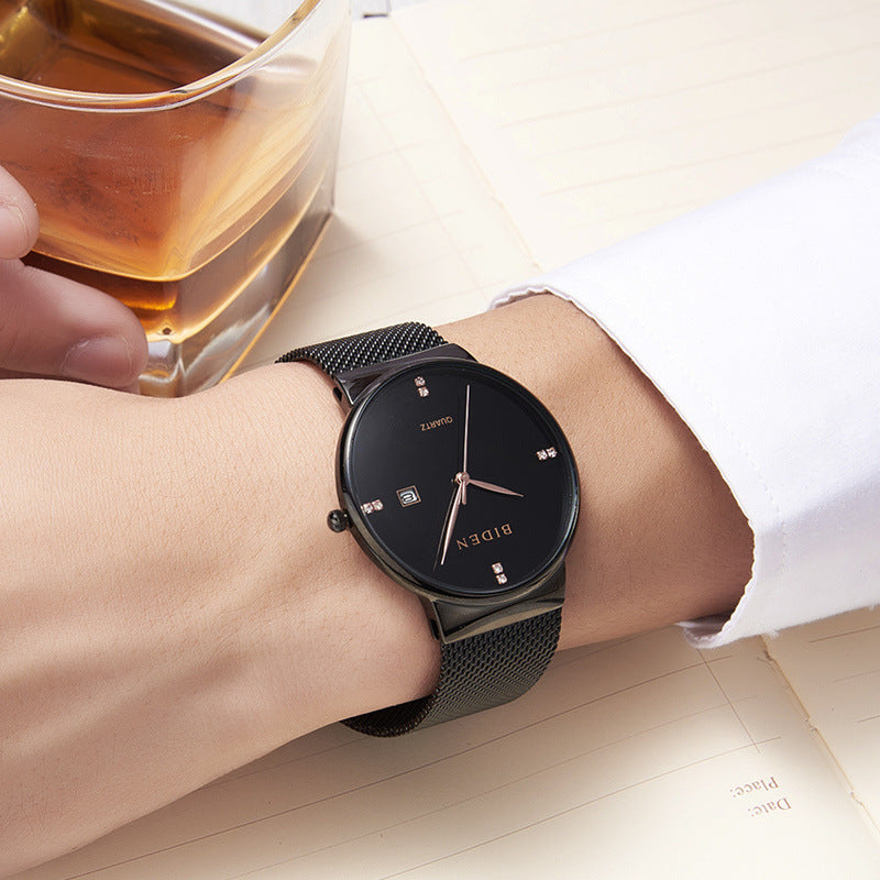 Ultraflache Herrenuhr mit Milanaise-Armband | LuxeStyle