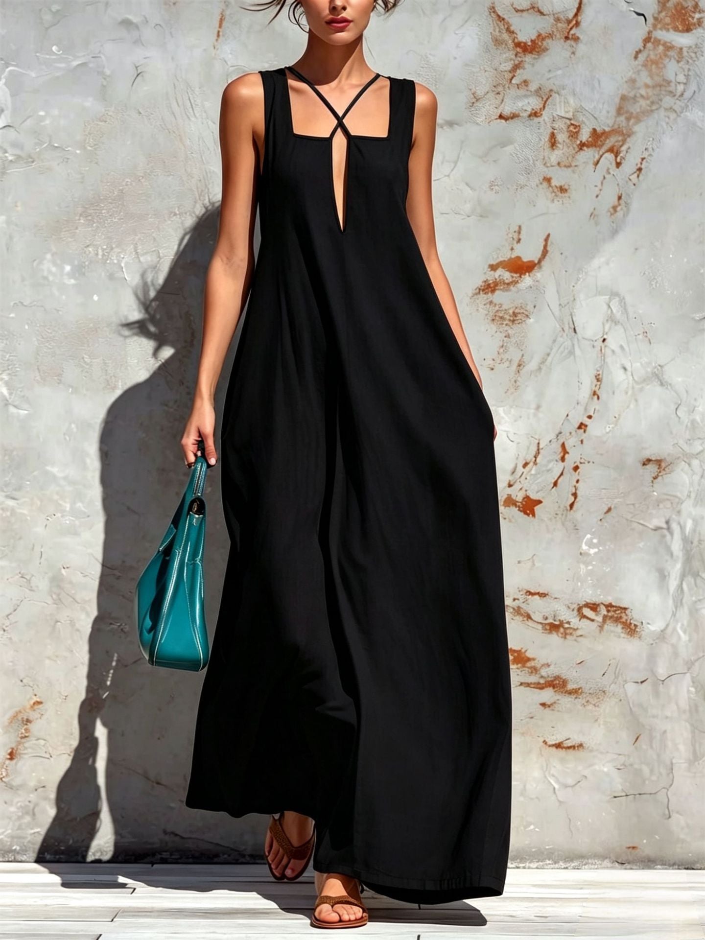 Damen A-Linien Freizeitkleid aus Baumwoll-Leinen