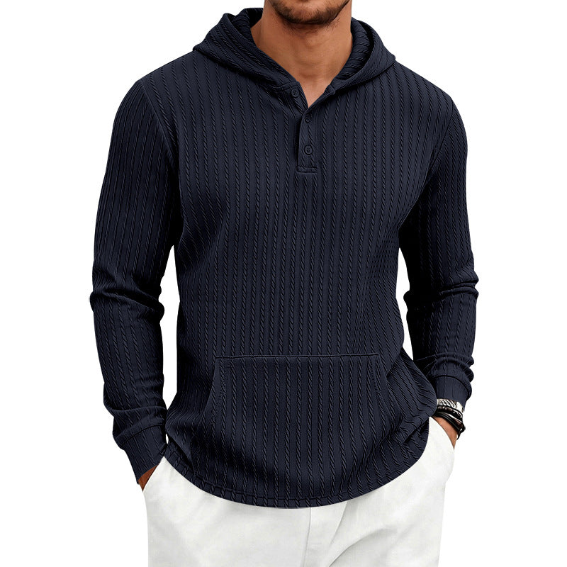 Herren Hoodie mit Fischgrat-Jacquard-Textur