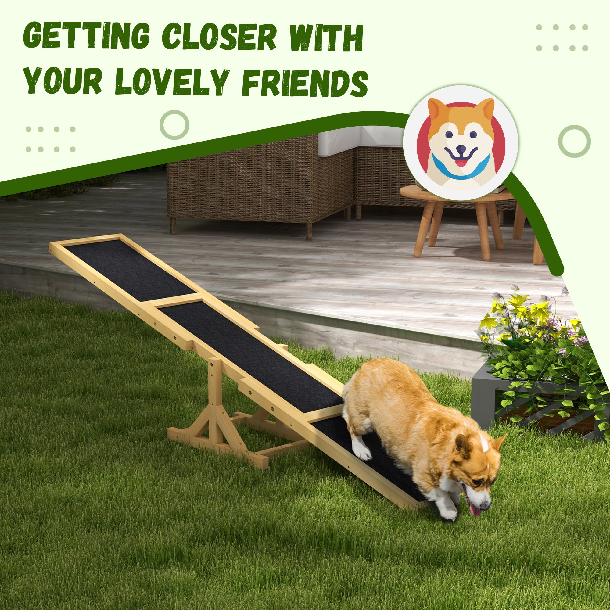 Hund Agility Wippe aus Holz, Gelb