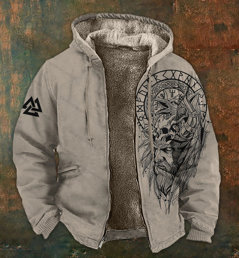 Kapuzen-Zipup Jacke mit 3D-Druck – Bild 5 | LuxeStyle
