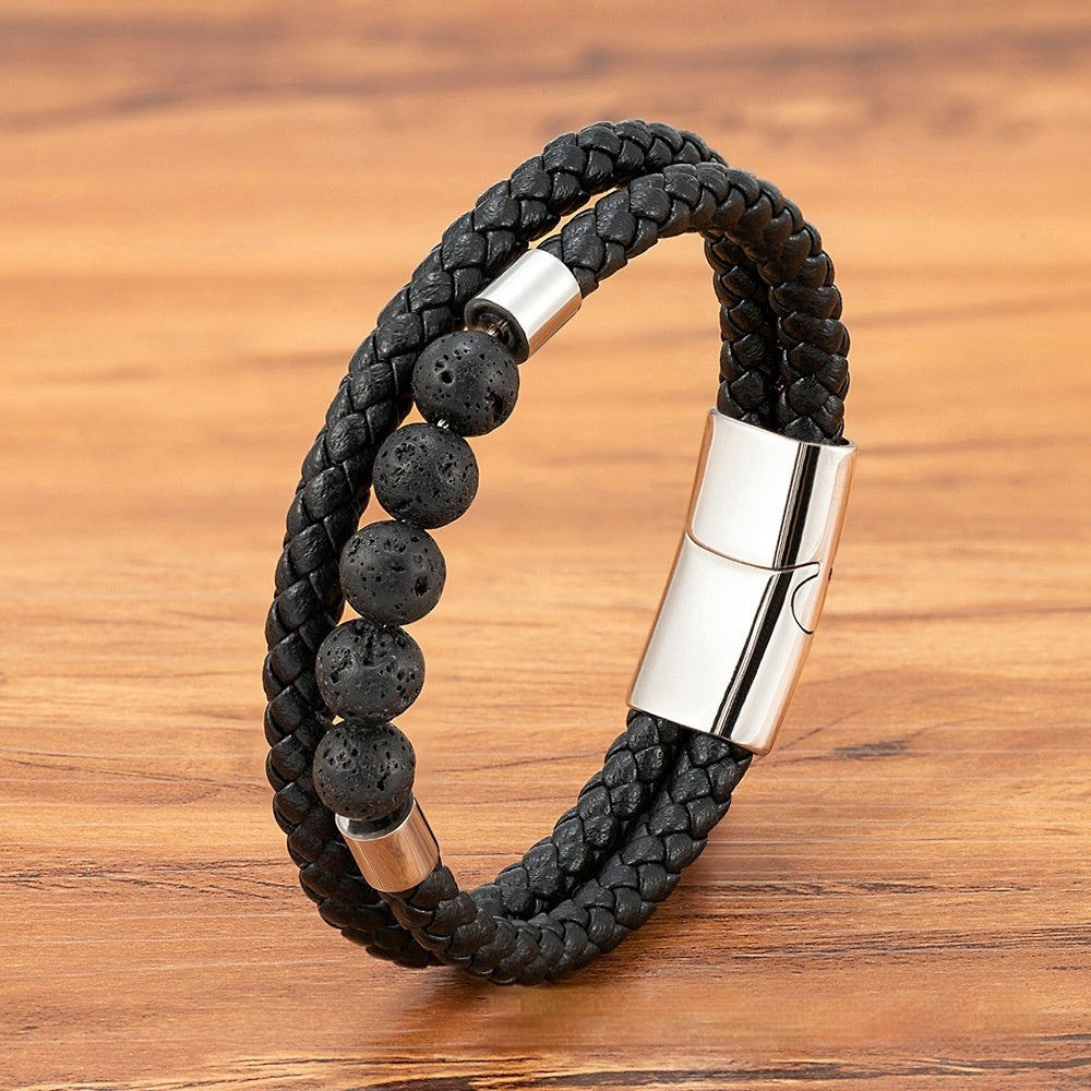 Geflochtenes Lederarmband mit Edelstahl – Bild 6 | LuxeStyle