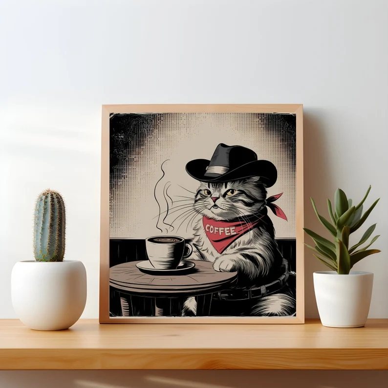 Gerahmtes Wandbild mit Katzenmotiv – Bild 6 | LuxeStyle