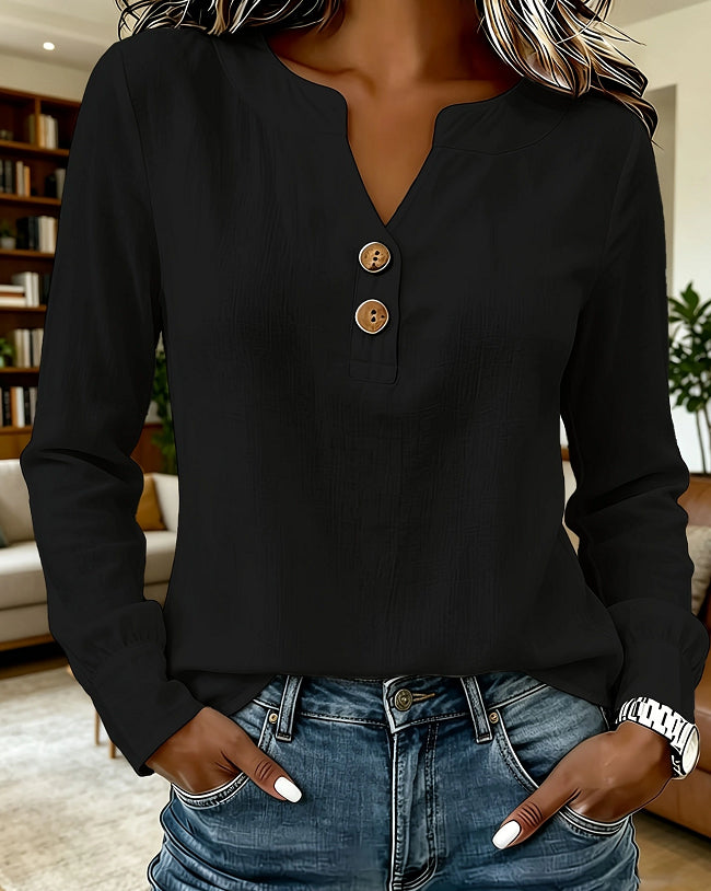V-Ausschnitt Bluse mit Knöpfen