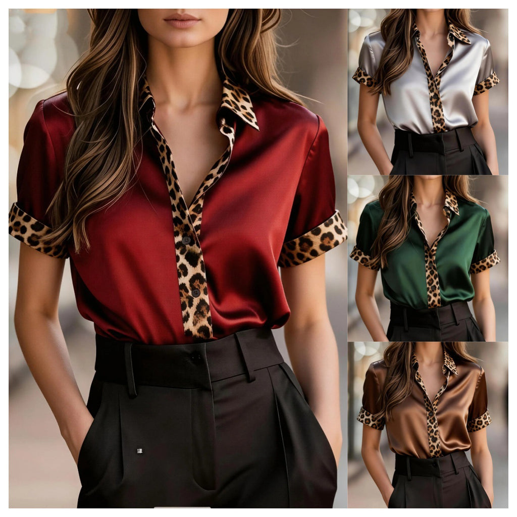 Leoparden-Print Satin Bluse – Bild 8 | LuxeStyle