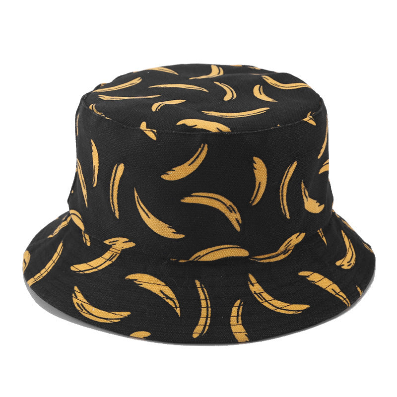Bucket Hat Banana Schwarz Print