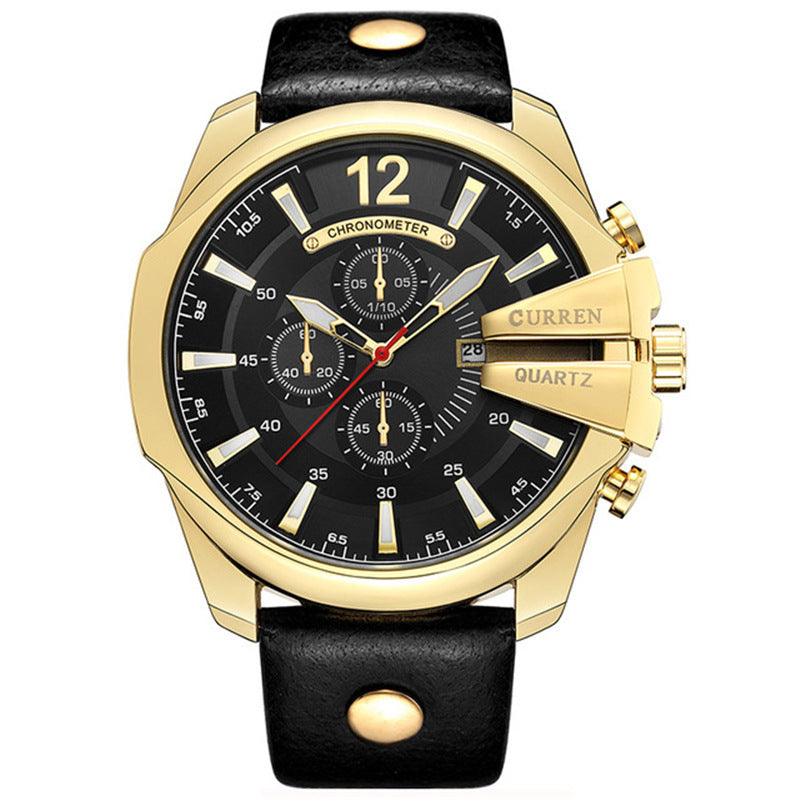 Quarz-Uhr mit Lederarmband, 30 m wasserdicht – Bild 8 | LuxeStyle