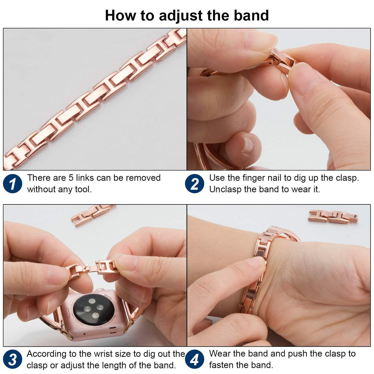 Smartwatch-Armband mit Fischgrätmuster und Diamanten – Bild 7 | LuxeStyle
