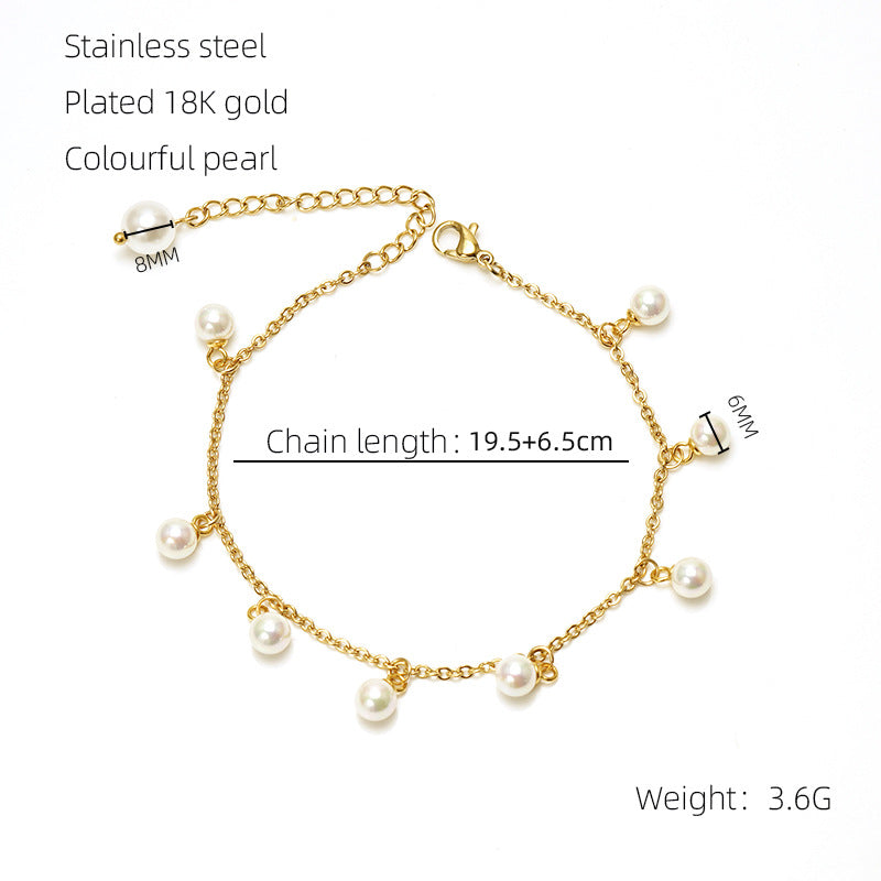 Perlen-Armband mit Quaste aus Titanstahl