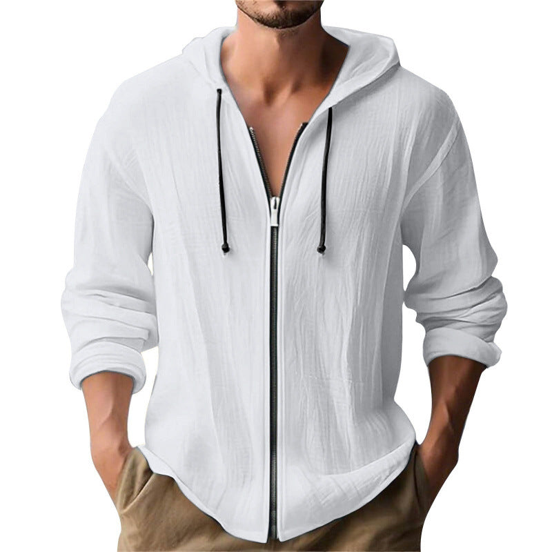 Langer Herren-Pullover mit Kapuze und Digitaldruck