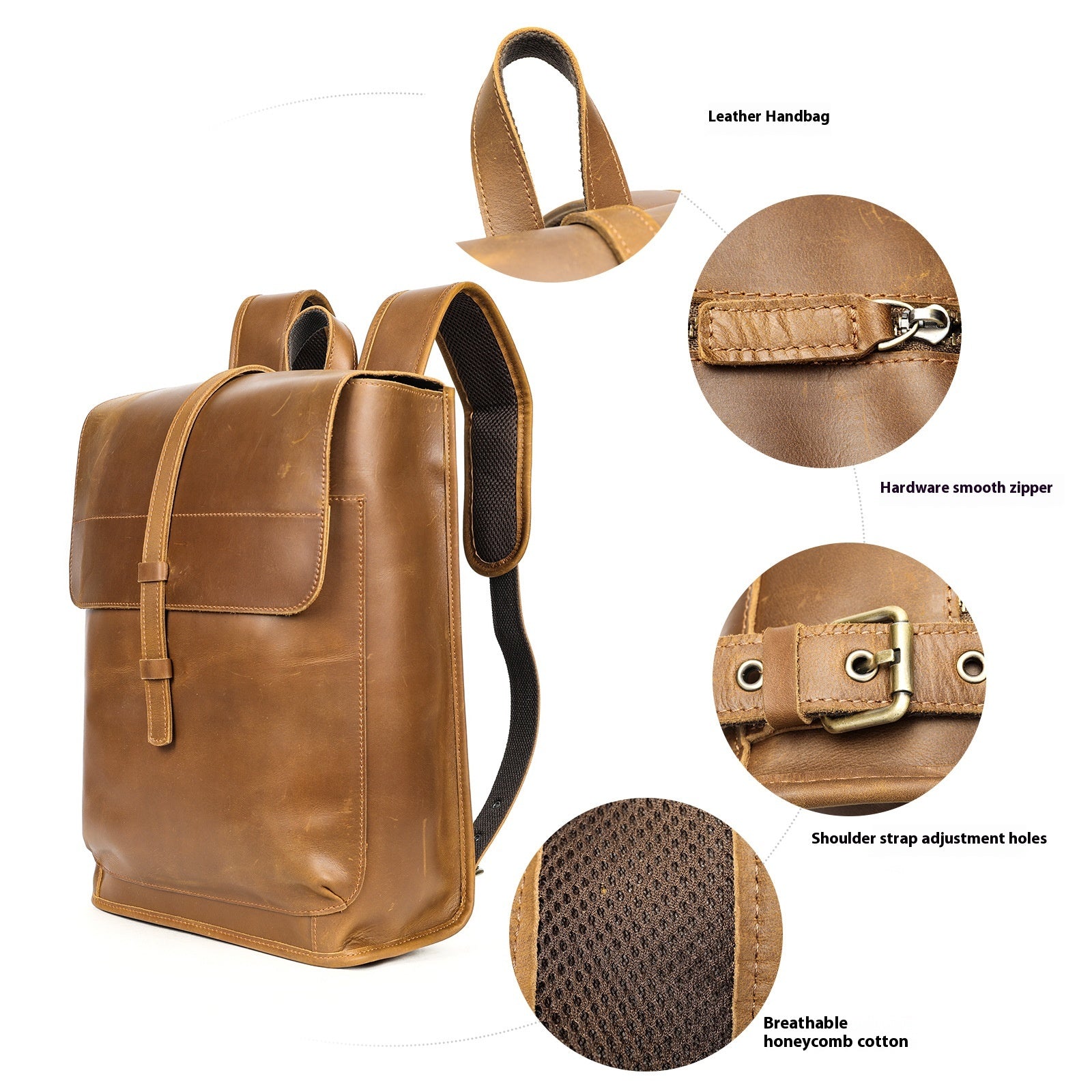 Leder-Reise-Laptop-Rucksack