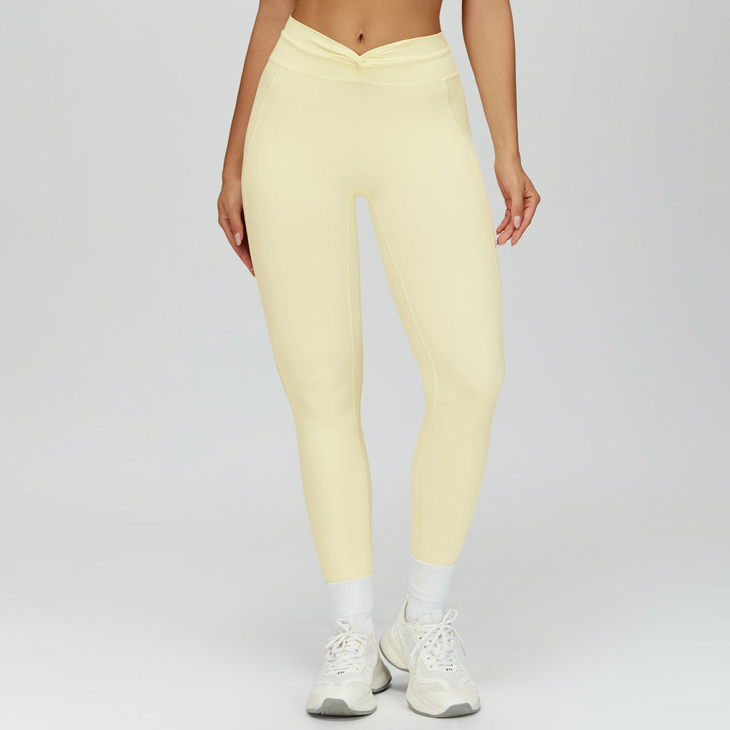 High-Waist Fitnesshose mit gedrehten Falten