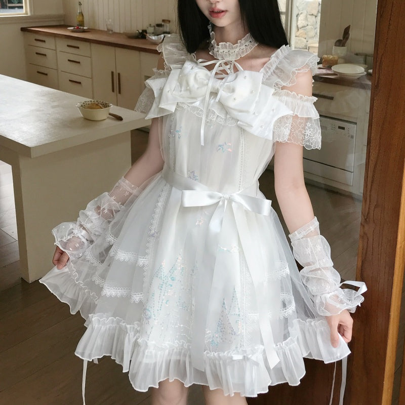 Glitzer-Mesh-Kleid mit grosser Schleife – Bild 5 | LuxeStyle