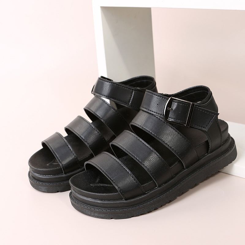 Römer Sandalen mit offener Spitze und Schnalle | LuxeStyle