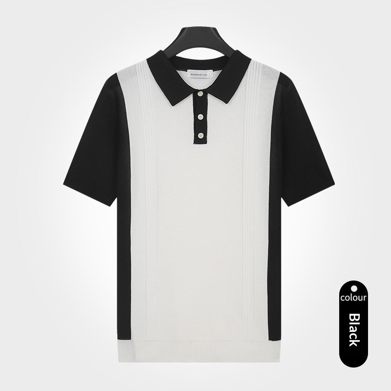 Herren Strick-Shirt Kurzarm Slim Fit