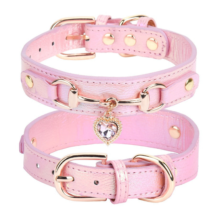 Glitzerstein-PU-Leder-Halsband für kleine Hunde