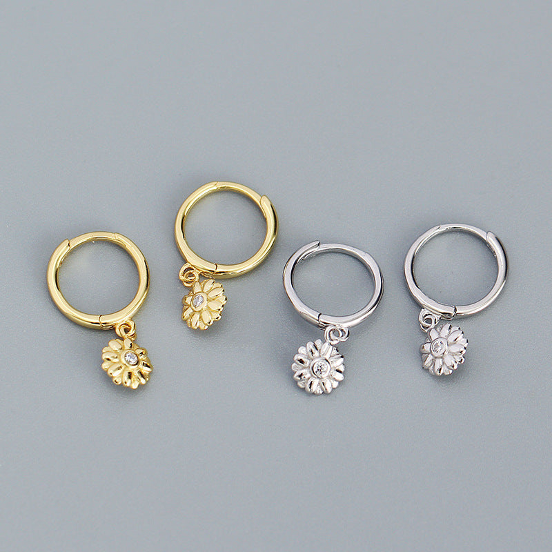 Blumen Ohrclips aus 925er Sterling Silber