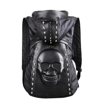 Schwarzer Leder-Rucksack mit 3D-Hood – Bild 2 | LuxeStyle