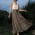 Langes Damen-Leopardenkleid mit elastischem Bund