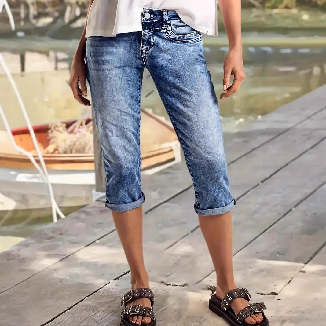 Elegante Denim Shorts mit Aufschlag