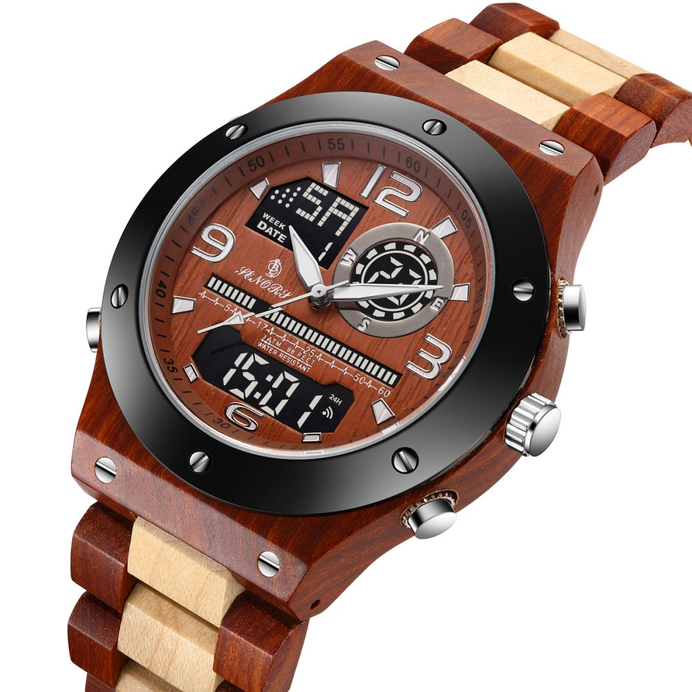 Herren Quarzuhr mit Holzarmband | LuxeStyle