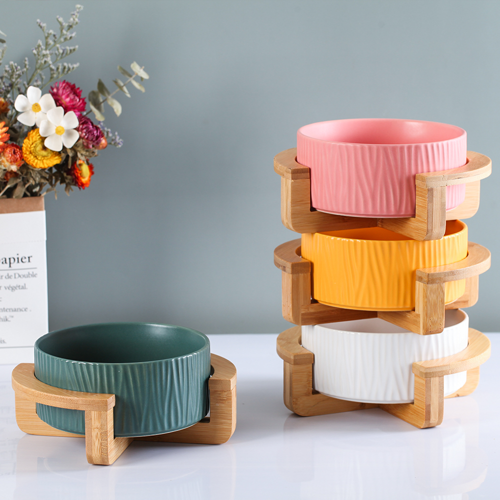 Keramik Futternapf mit Holzrahmen | LuxeStyle