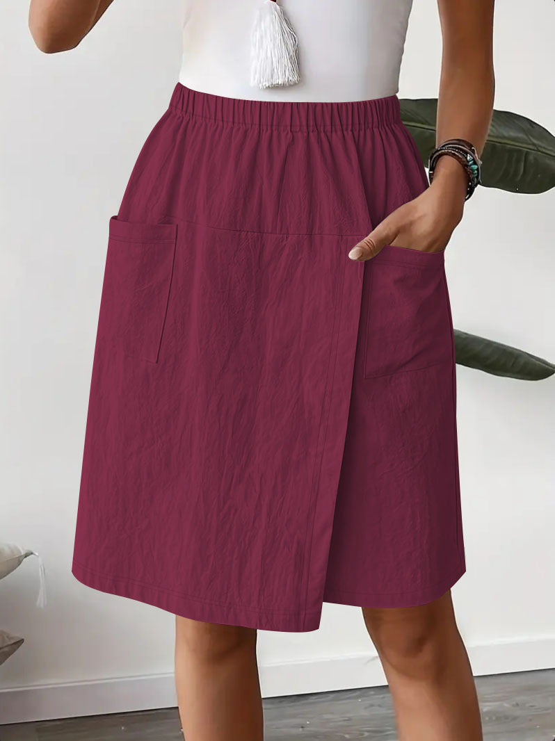 Damen-Casual Skort mit elastischem Bund und Taschen