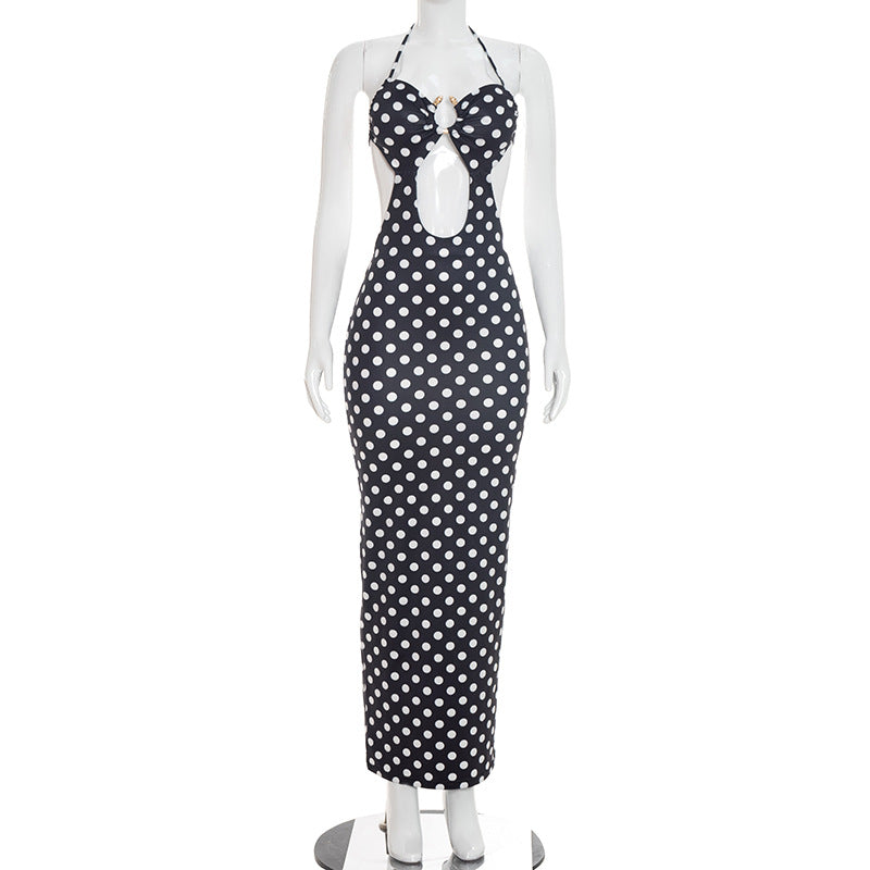Retro Polka-Dot Halterneck Maxikleid – Bild 6 | LuxeStyle