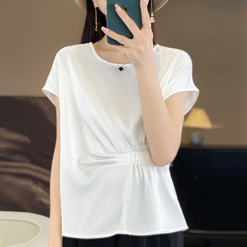 Kurzärmliges Viskose‑T‑Shirt mit Kordelzug – Bild 2 | LuxeStyle