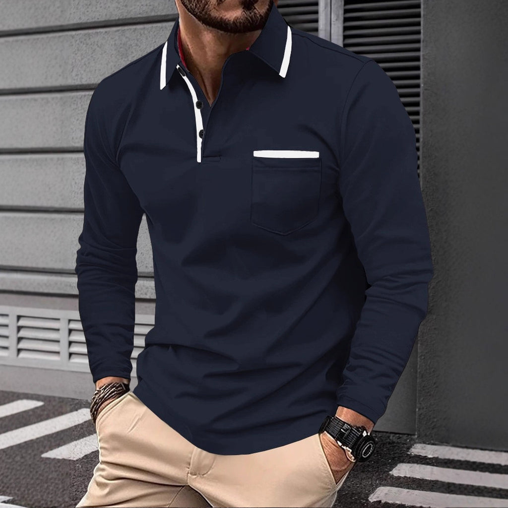 Herren Langarm Polohemd Business-Casual