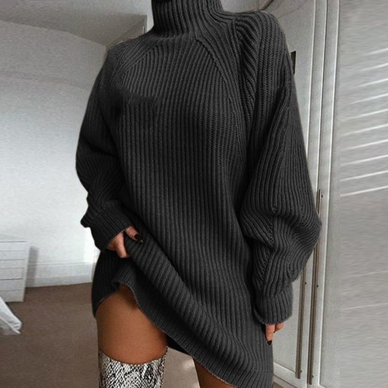 Rollkragen Strickkleid für Damen