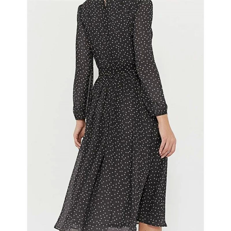 Polkadot-Crewneck-Kleid mit langen Ärmeln – Bild 4 | LuxeStyle