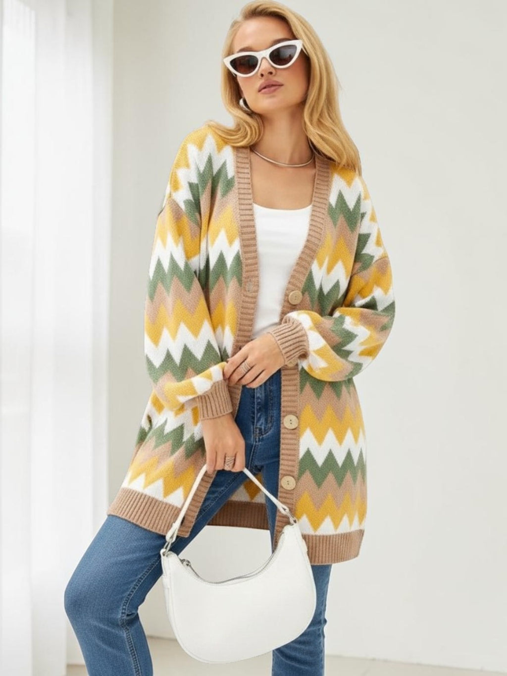 Color-Block Strickjacke im Oversize-Look