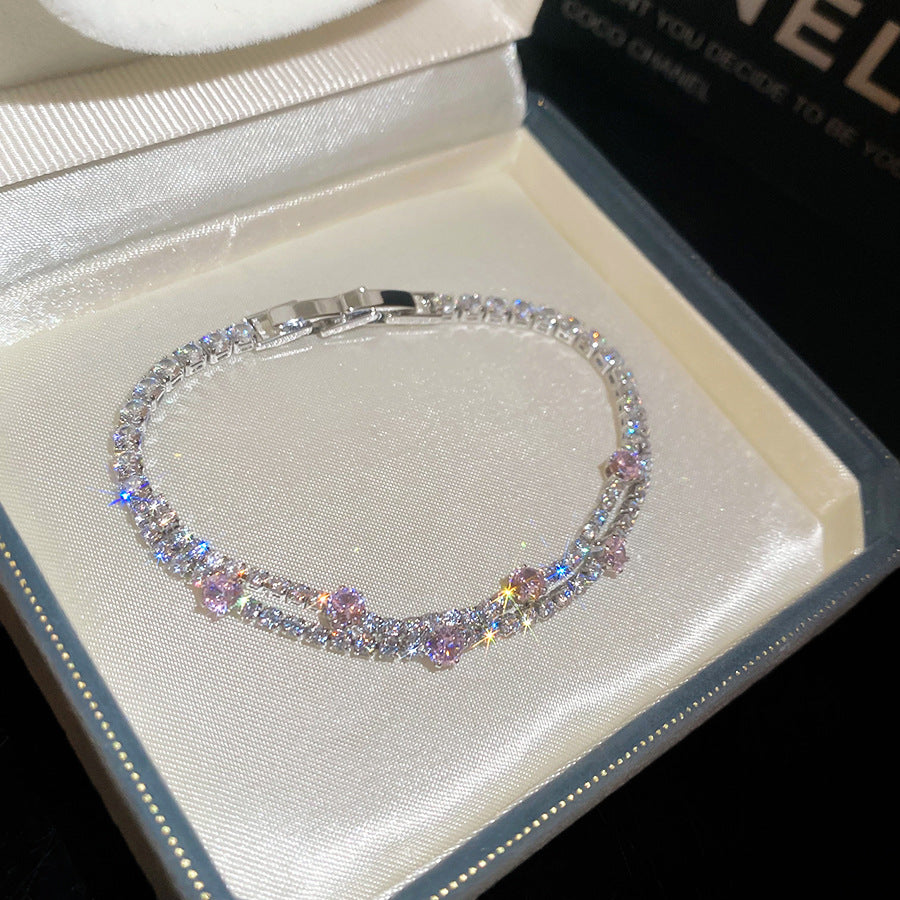 Vergoldetes Armband mit Zirkonia, zweilagig – Ansicht 5