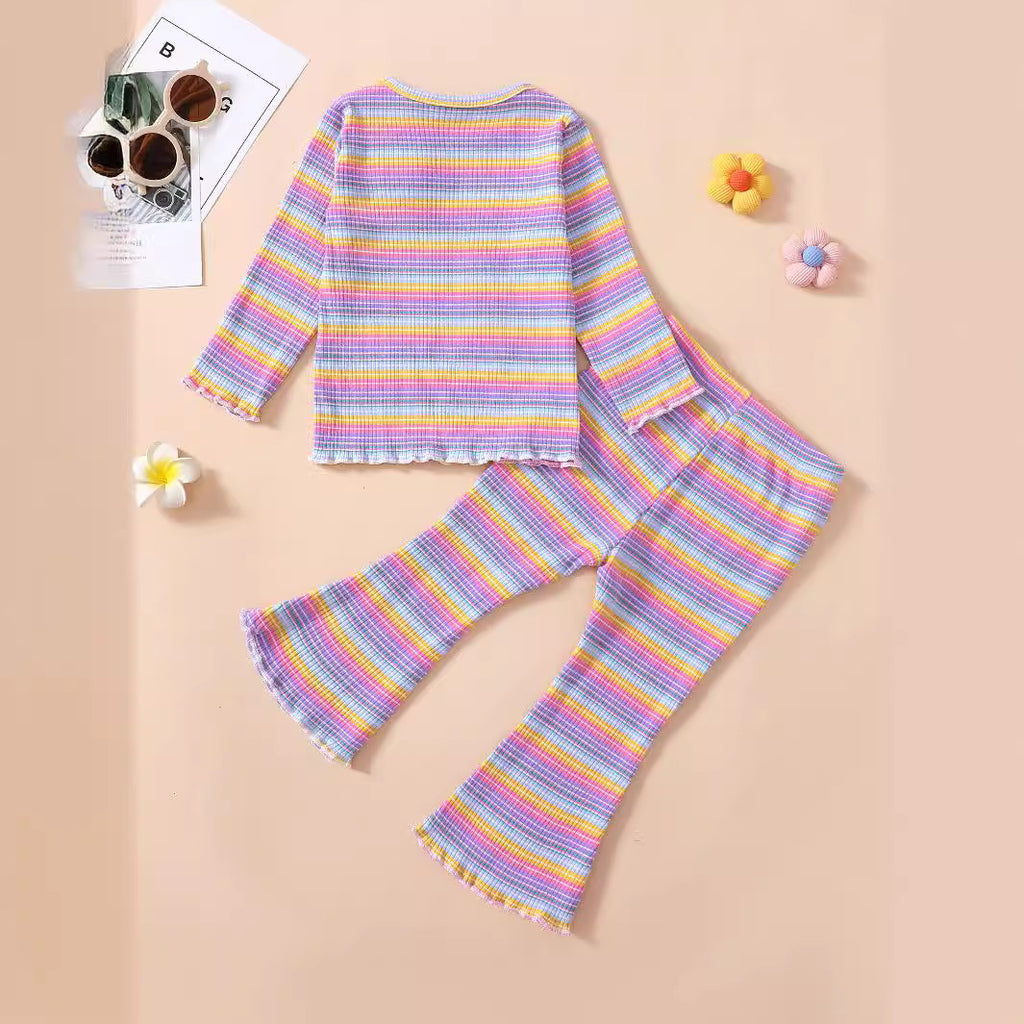 Baby-Set aus Baumwolle: lange Ärmel, Blümchen-Hose | LuxeStyle