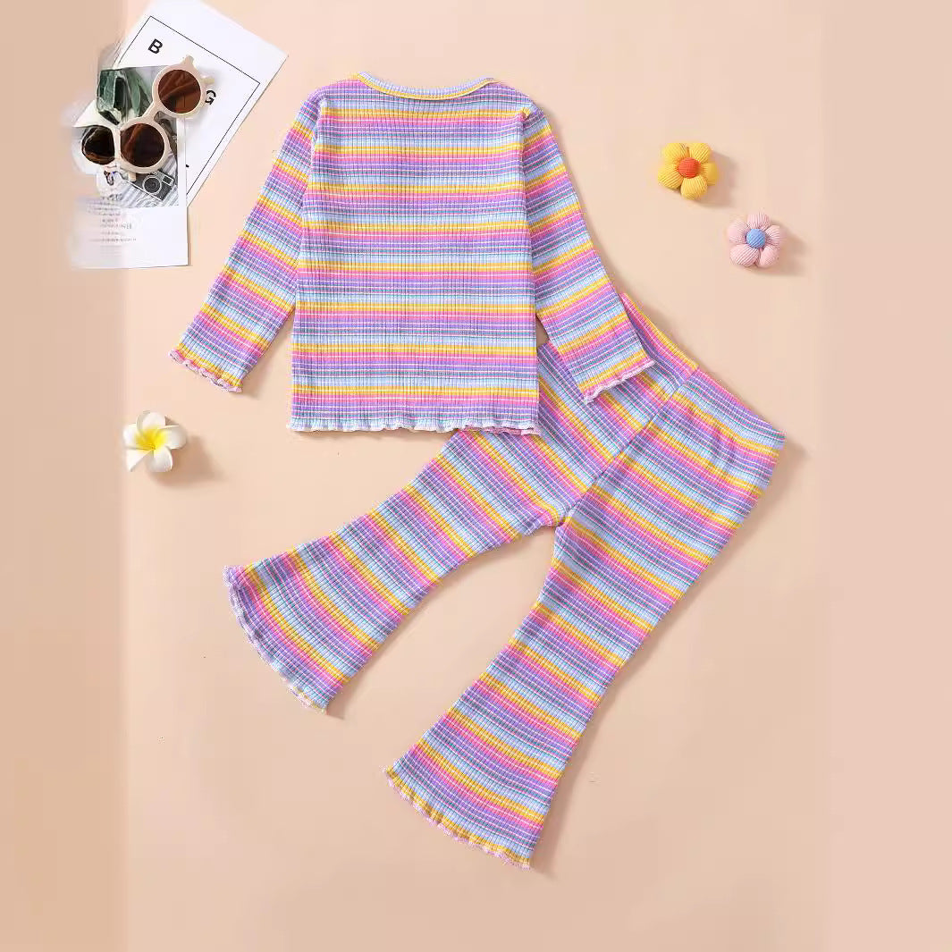 Baby-Set aus Baumwolle: lange Ärmel, Blümchen-Hose | LuxeStyle