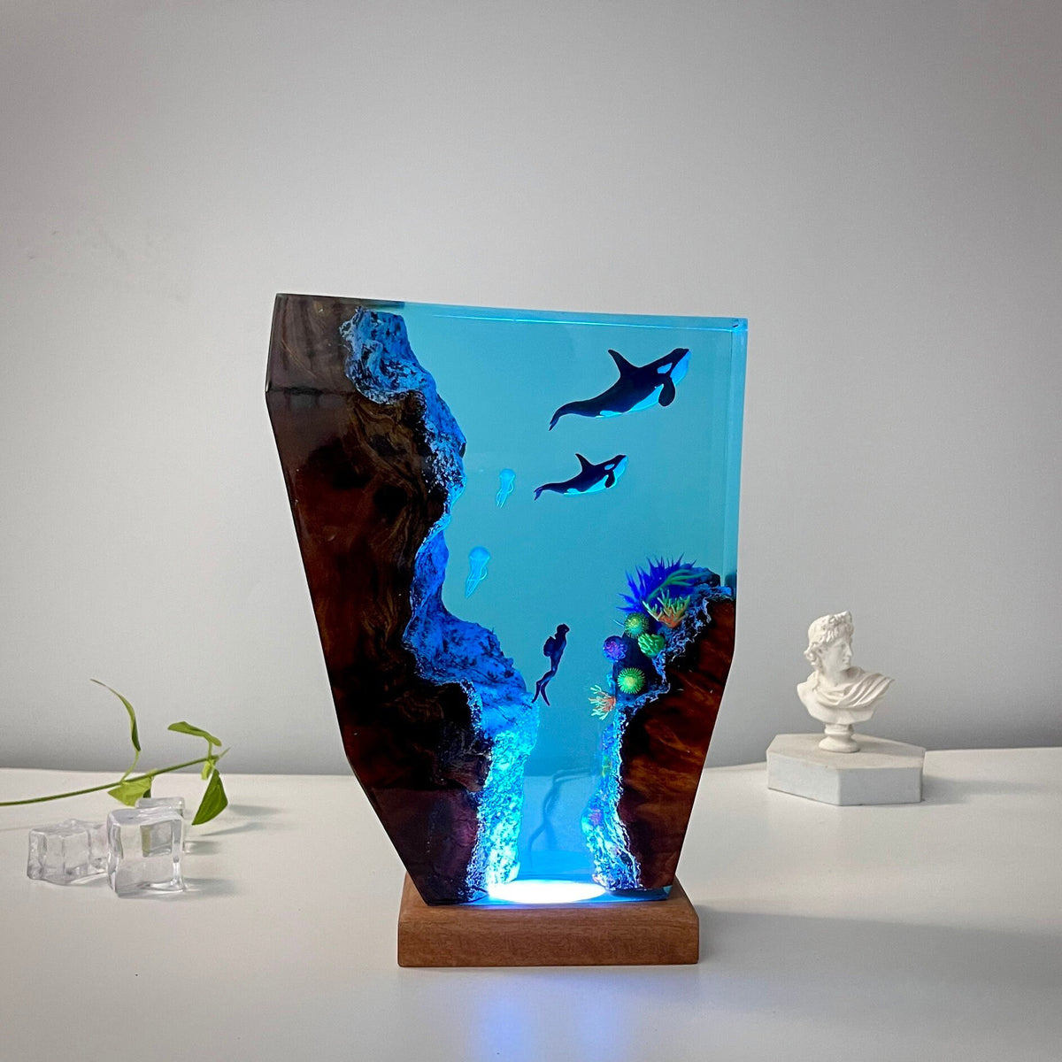 Ozeanfamilie Orca Kunstharz Lampe | LuxeStyle